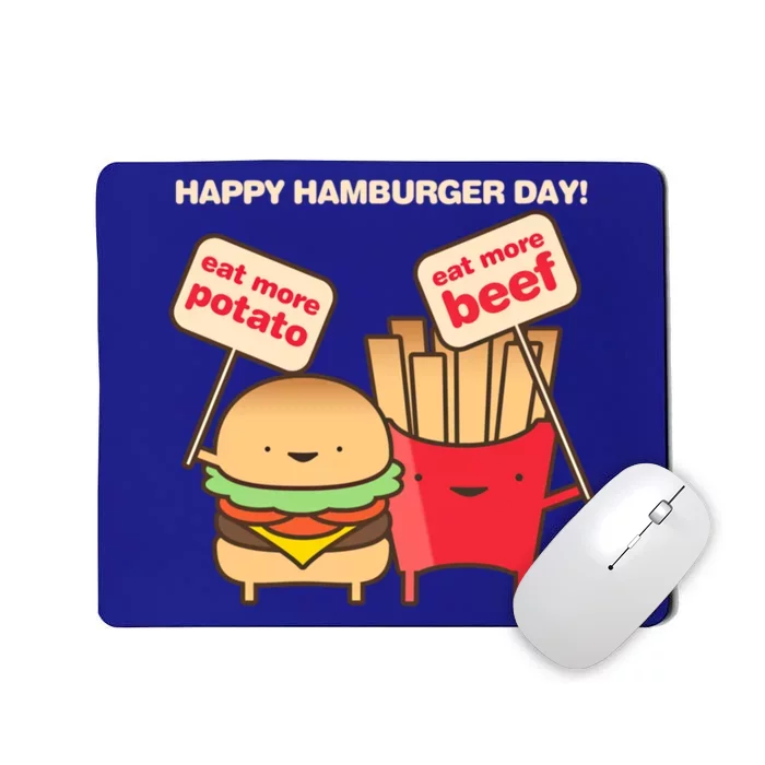 Happy Hamburger Day Funny Burger And Fries Gift Mousepad