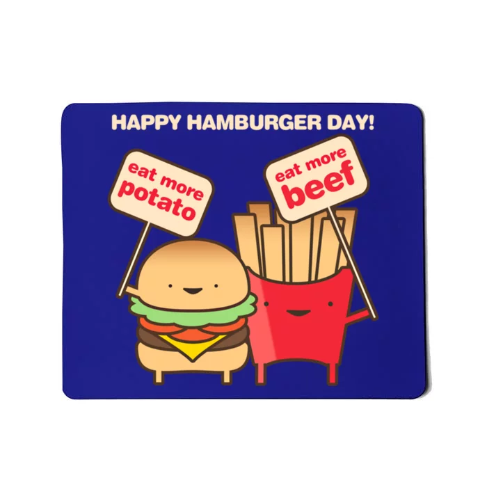 Happy Hamburger Day Funny Burger And Fries Gift Mousepad