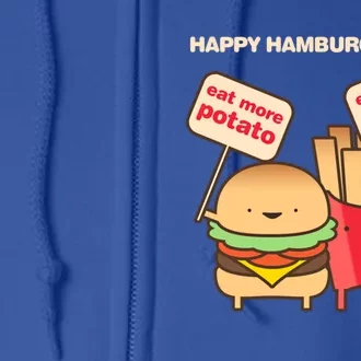 Happy Hamburger Day Funny Burger And Fries Gift Full Zip Hoodie