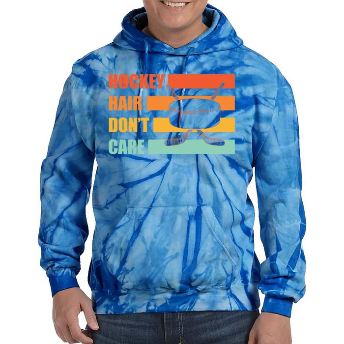 Hockey Hair Dont Care Hockey Lover Gift Tie Dye Hoodie