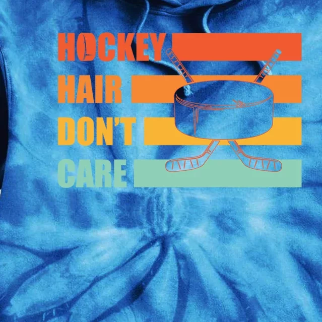 Hockey Hair Dont Care Hockey Lover Gift Tie Dye Hoodie