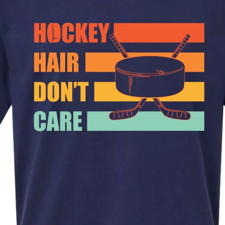 Hockey Hair Dont Care Hockey Lover Gift Sueded Cloud Jersey T-Shirt