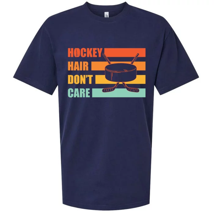 Hockey Hair Dont Care Hockey Lover Gift Sueded Cloud Jersey T-Shirt