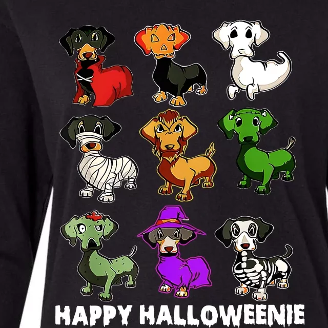 Happy Halloweenie Dachshund Halloween Dog Lover Funny Costume Womens Cotton Relaxed Long Sleeve T-Shirt