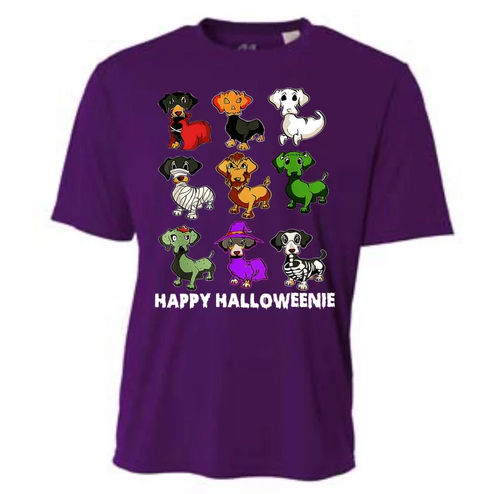 Happy Halloweenie Dachshund Halloween Dog Lover Funny Costume Cooling Performance Crew T-Shirt