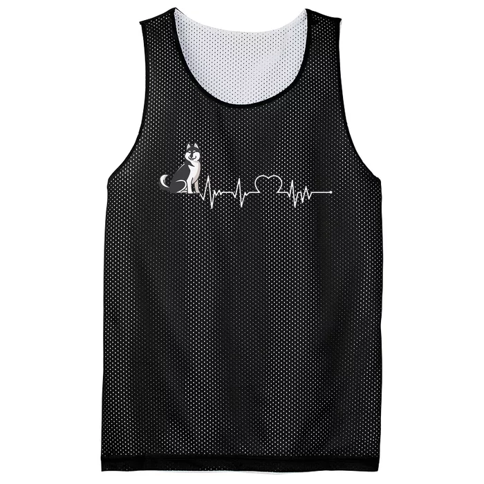 Husky Heartbeat Design for Husky Dog Lovers Mesh Reversible Basketball Jersey Tank