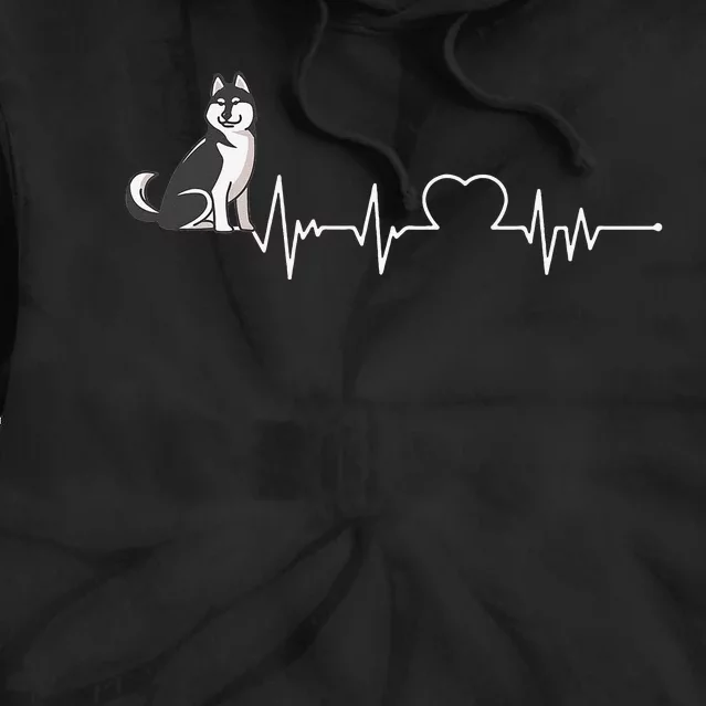 Husky Heartbeat Design for Husky Dog Lovers Tie Dye Hoodie