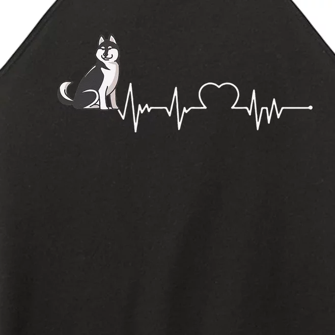 Husky Heartbeat Design for Husky Dog Lovers Women’s Perfect Tri Rocker Tank