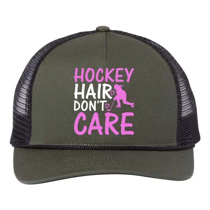 Hockey Hair Don`T Care Ice Hockey Gift Retro Rope Trucker Hat Cap