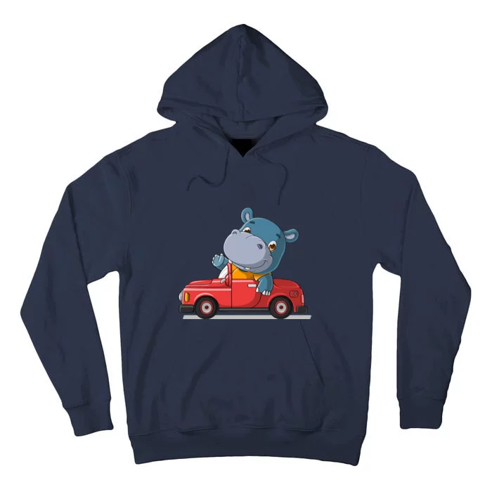 Happy Hippo Drive A Car Tall Hoodie