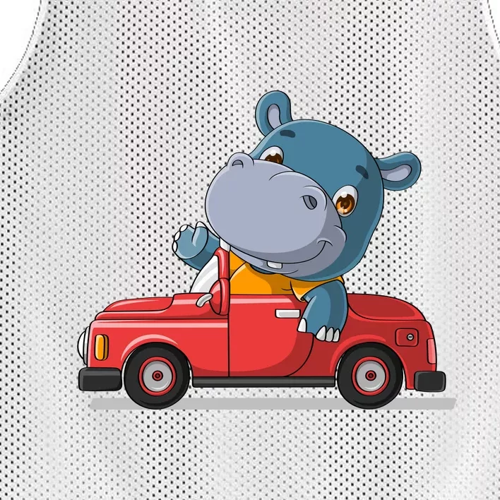 Happy Hippo Drive A Car Mesh Reversible Basketball Jersey Tank