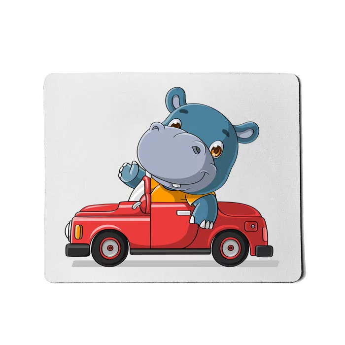 Happy Hippo Drive A Car Mousepad