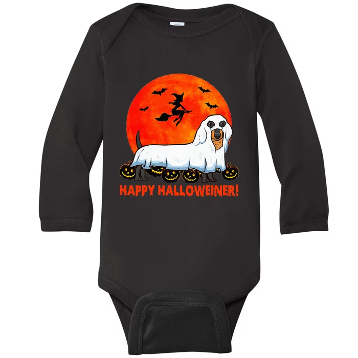 Happy Halloweiner Dachshund Halloween Costume Baby Long Sleeve Bodysuit