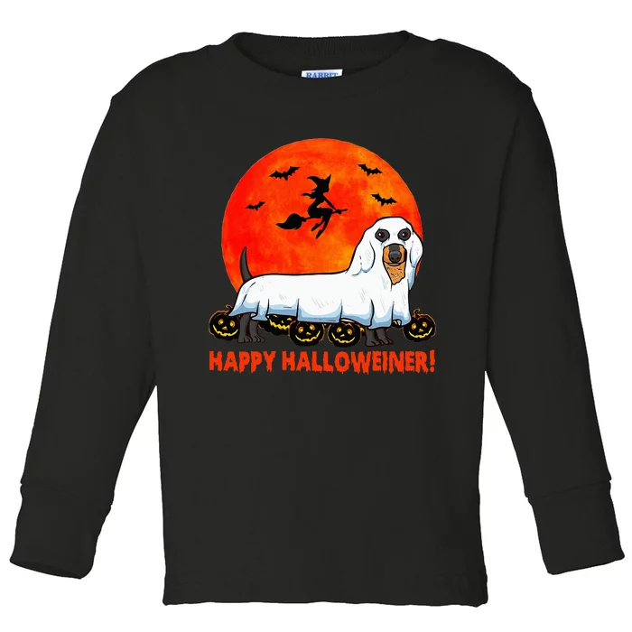 Happy Halloweiner Dachshund Halloween Costume Toddler Long Sleeve Shirt