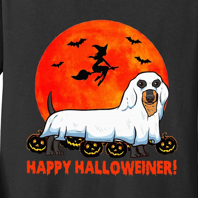 Happy Halloweiner Dachshund Halloween Costume Kids Long Sleeve Shirt