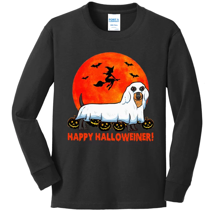 Happy Halloweiner Dachshund Halloween Costume Kids Long Sleeve Shirt