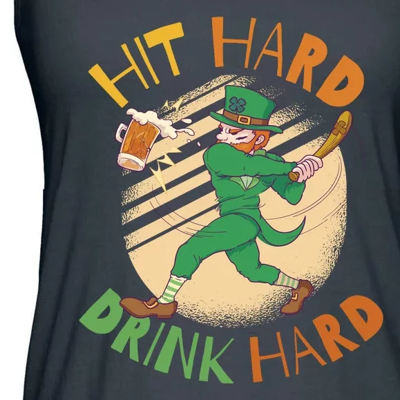 Hit Hard Drink Hard St Patrick's Day Ladies Essential Flowy Tank