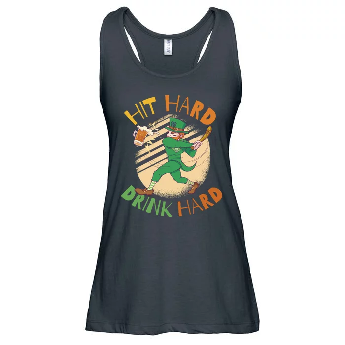 Hit Hard Drink Hard St Patrick's Day Ladies Essential Flowy Tank