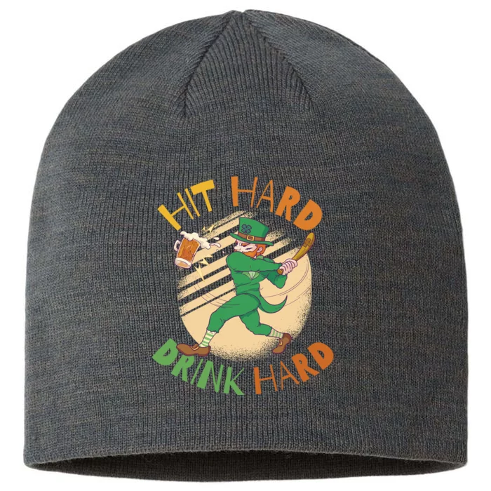 Hit Hard Drink Hard St Patrick's Day 8 1/2in Sustainable Knit Beanie