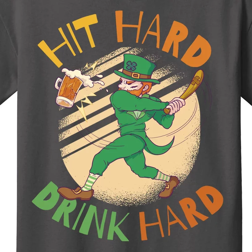 Hit Hard Drink Hard St Patrick's Day Kids T-Shirt