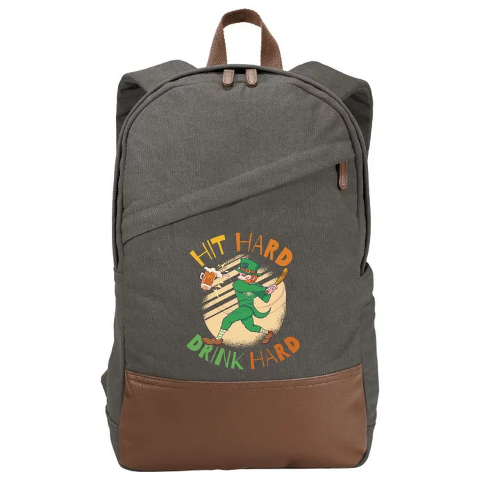 Hit Hard Drink Hard St Patrick's Day Cotton Canvas Backpack