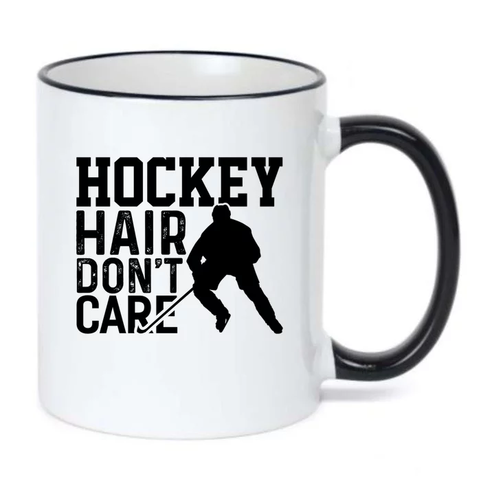 Hockey Hair Don't Care Funny Hockey Cool Gift Black Color Changing Mug