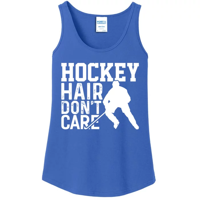 Hockey Hair Don't Care Funny Hockey Cool Gift Ladies Essential Tank