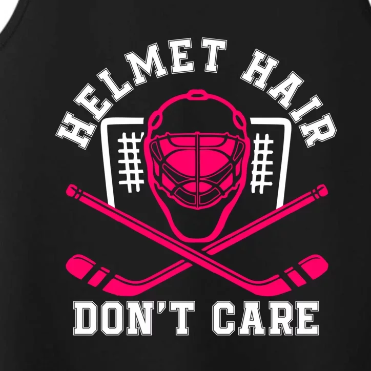 Helmet Hair Dont Care Pink Hockey Mask Player Pride Gift Performance Tank