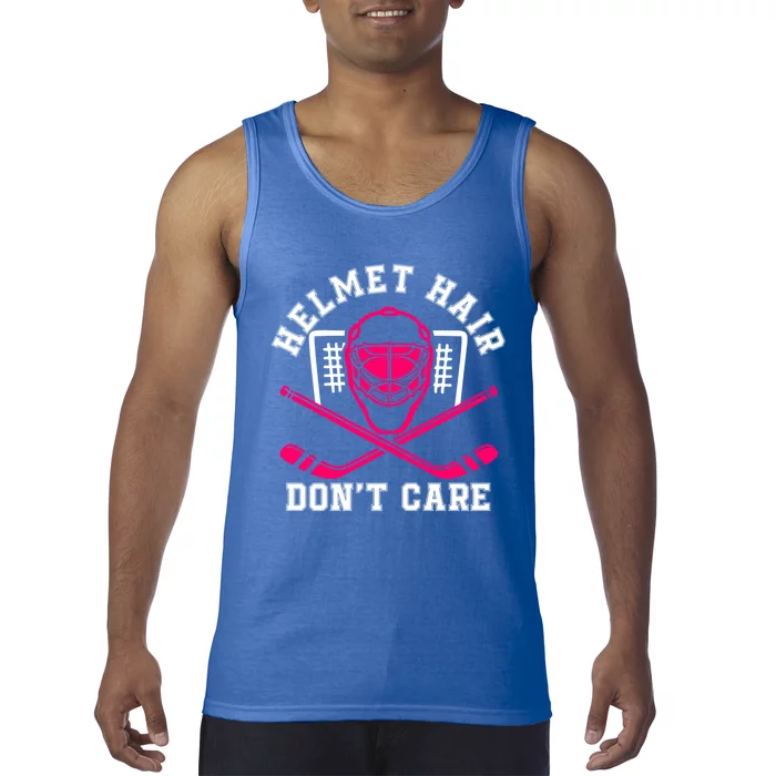 Helmet Hair Dont Care Pink Hockey Mask Player Pride Gift Tank Top