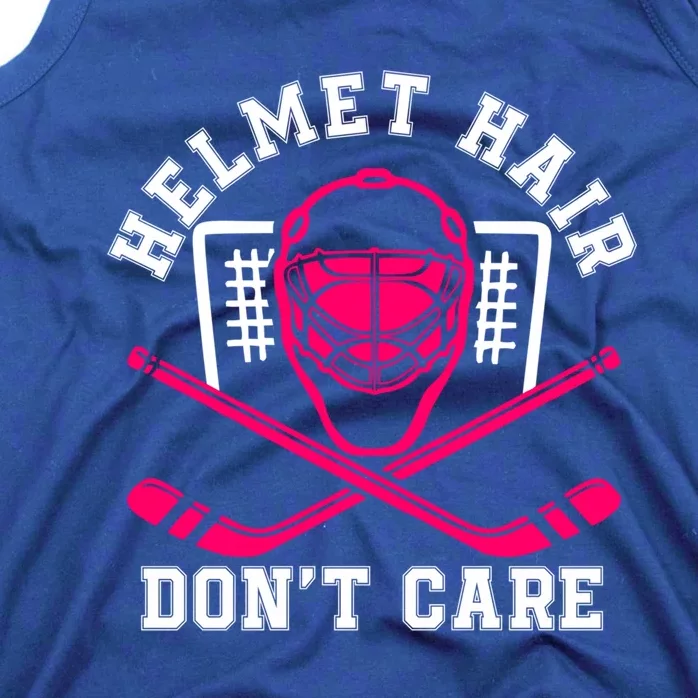 Helmet Hair Dont Care Pink Hockey Mask Player Pride Gift Tank Top