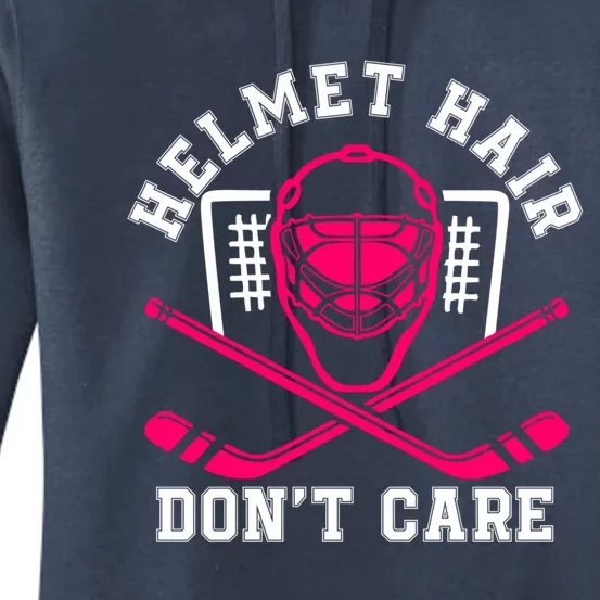 Helmet Hair Dont Care Pink Hockey Mask Player Pride Gift Women's Pullover Hoodie