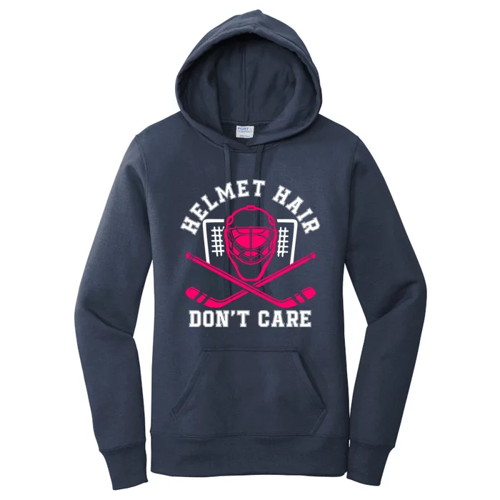 Helmet Hair Dont Care Pink Hockey Mask Player Pride Gift Women's Pullover Hoodie