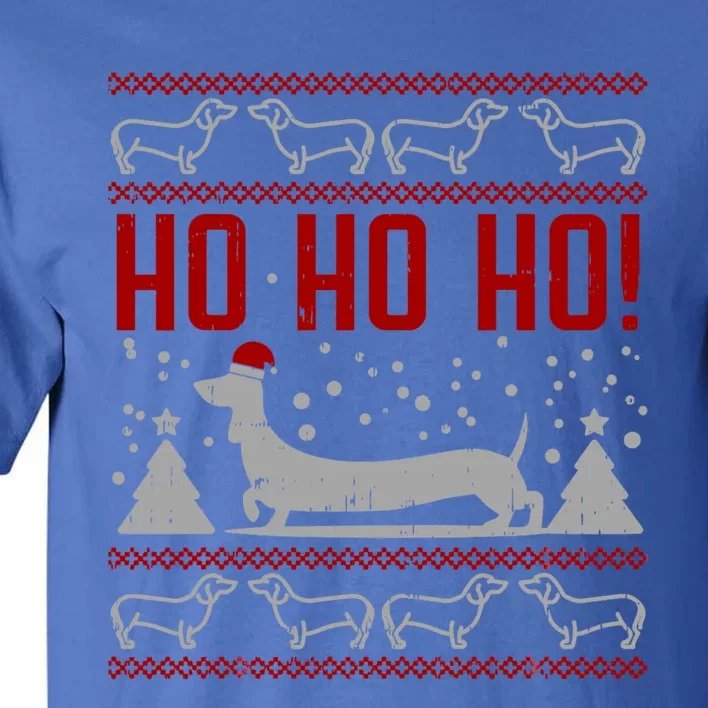 Ho Ho Dachshund Ugly Christmas Sweater Funny Dog Lover Great Gift Tall T-Shirt