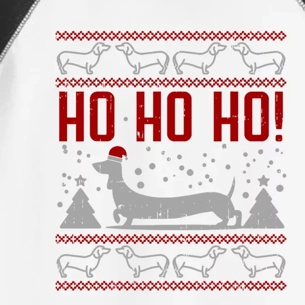 Ho Ho Dachshund Ugly Christmas Sweater Funny Dog Lover Great Gift Toddler Fine Jersey T-Shirt