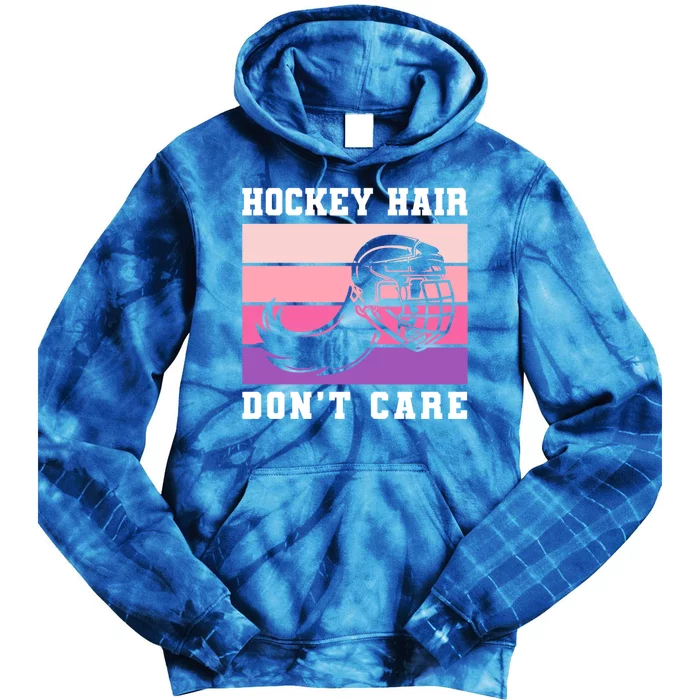 Hockey Hair Dont Care Ice Hockey Meaningful Gift Tie Dye Hoodie