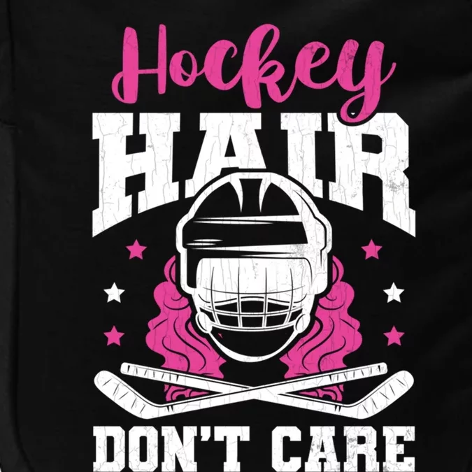 Hockey Hair DonT Care Funny Ice Hockey Player Coach Graphic Gift Impact Tech Backpack