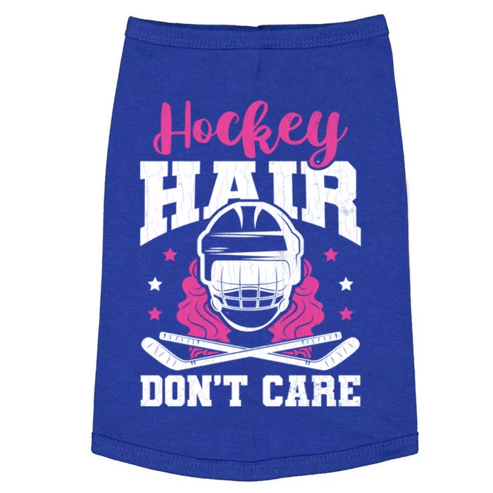 Hockey Hair DonT Care Funny Ice Hockey Player Coach Graphic Gift Doggie Tank