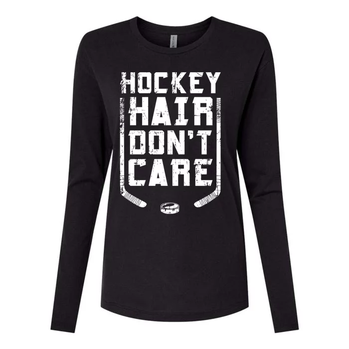 Hockey Hair DonT Care Ice Puck Player Funny Gift Womens Cotton Relaxed Long Sleeve T-Shirt