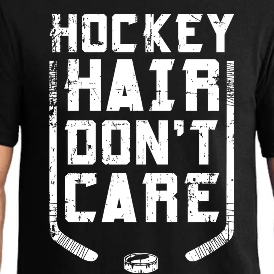 Hockey Hair DonT Care Ice Puck Player Funny Gift Pajama Set