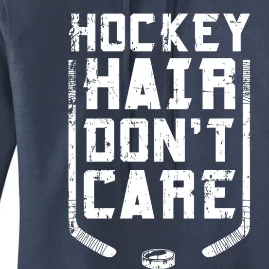 Hockey Hair DonT Care Ice Puck Player Funny Gift Women's Pullover Hoodie