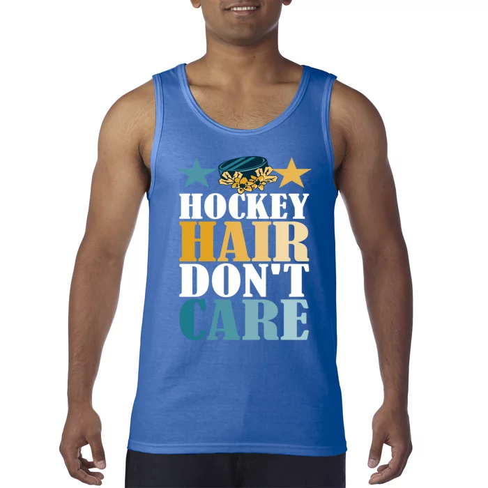 Hockey Hair DonT Care Ice Hockey Puck Player Great Gift Tank Top