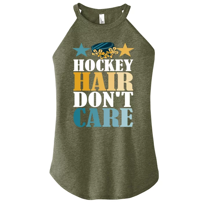 Hockey Hair DonT Care Ice Hockey Puck Player Great Gift Women’s Perfect Tri Rocker Tank