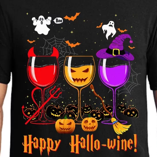 Happy Hallowine Drinking Scary Ghost Boo Pumpkin Halloween Pajama Set