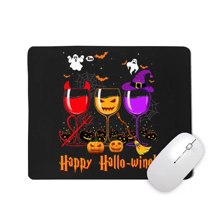 Happy Hallowine Drinking Scary Ghost Boo Pumpkin Halloween Mousepad