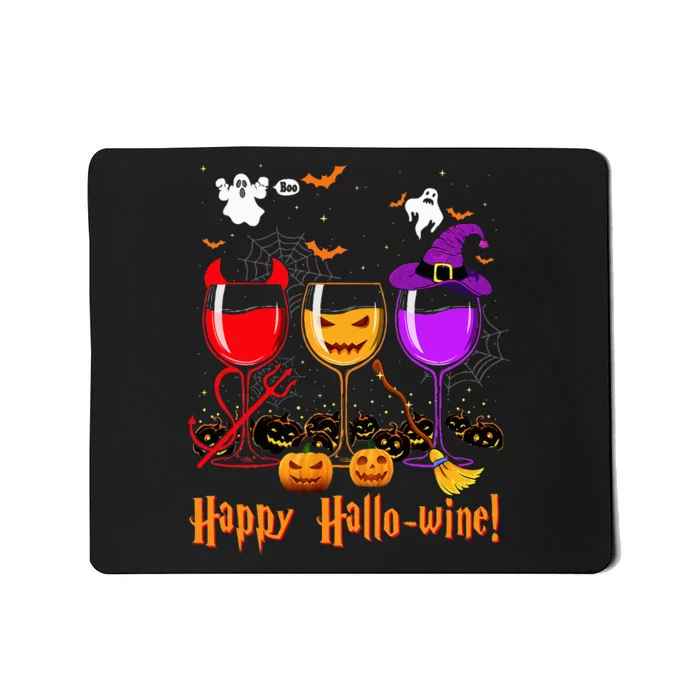 Happy Hallowine Drinking Scary Ghost Boo Pumpkin Halloween Mousepad