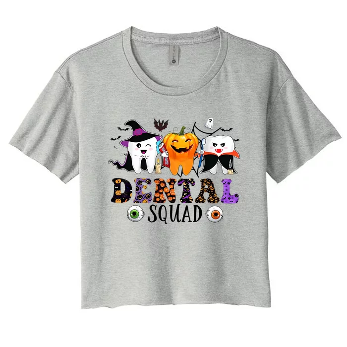 Happy Halloween Dental Squad Dental Pupmkin Spooky Funny Gift Women's Crop Top Tee