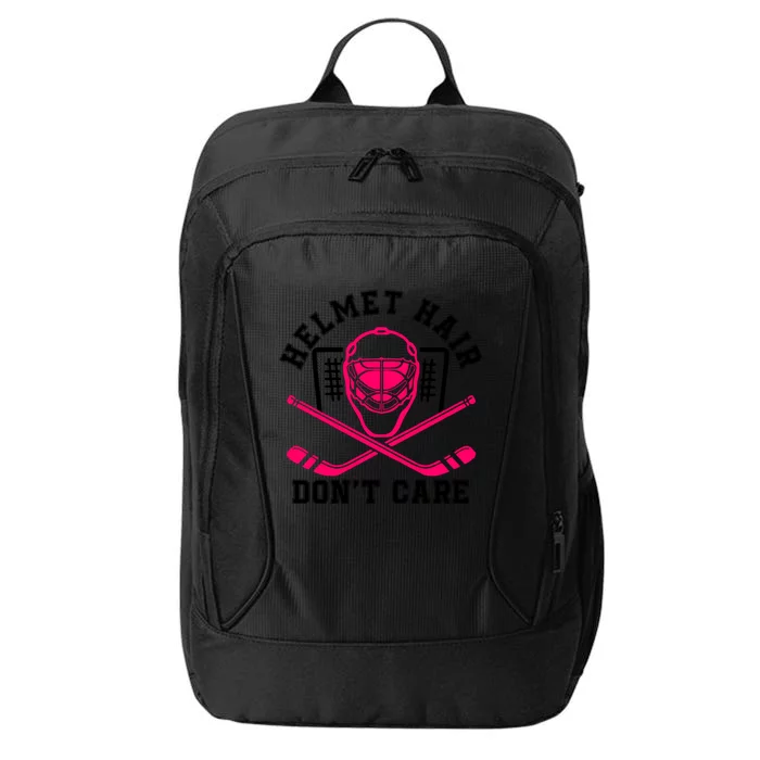 Helmet Hair Dont Care Funny Pink Hockey Mask Cool Gift City Backpack