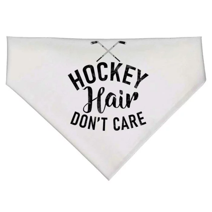 Hockey Hair Dont Care Hockey Gift USA-Made Doggie Bandana