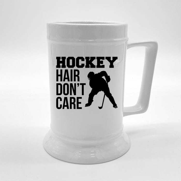 Hockey Hair Dont Care Ice Hockey Player Cute Gift Front & Back Beer Stein