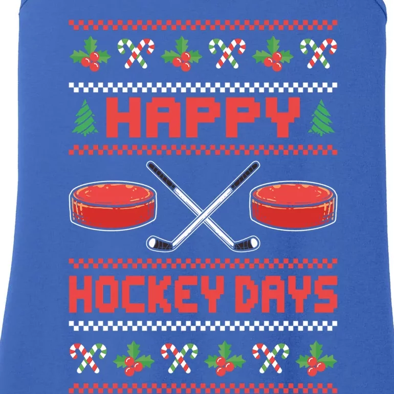 Happy Hockey Days Ugly Christmas Sweater Ice Hockey Gift Ladies Essential Tank